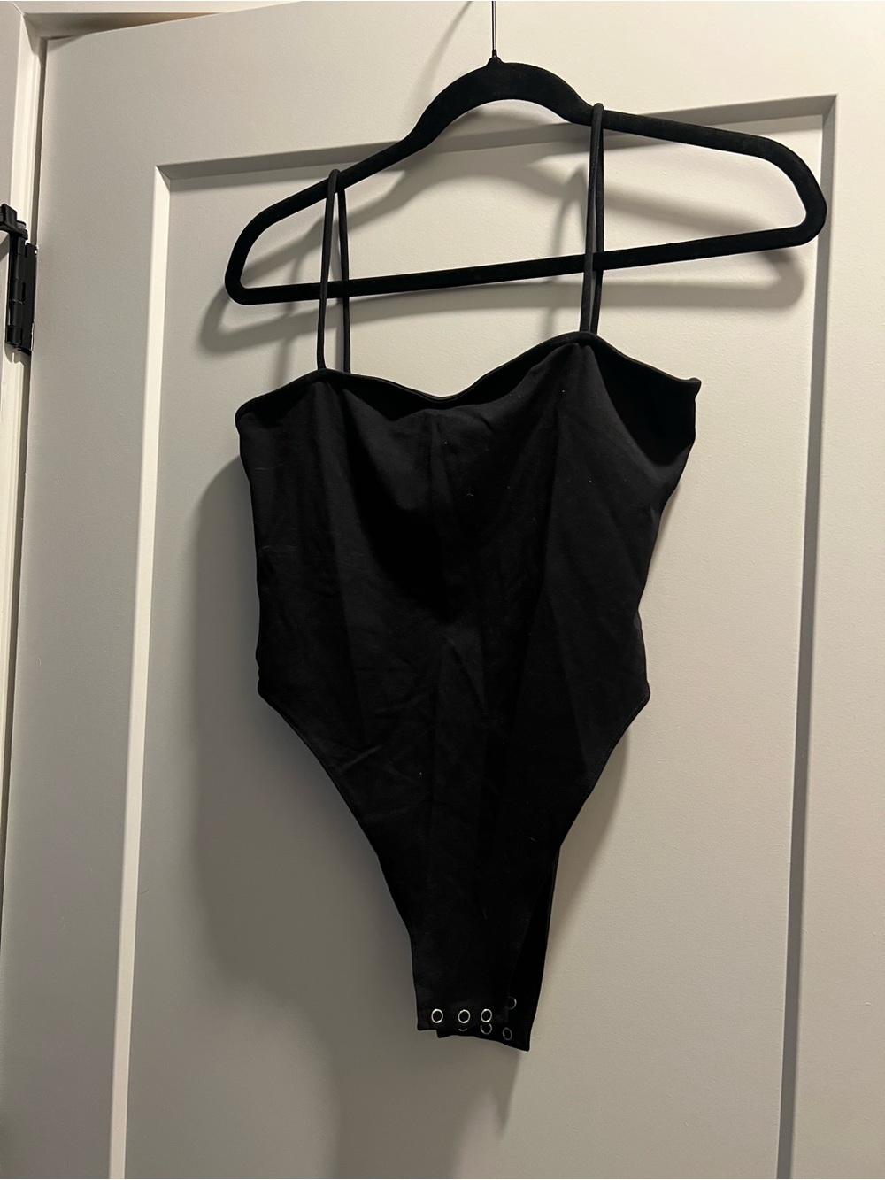 Tribe Kelley Women’s Black Spaghetti-Strap One-Piece Bodysuit